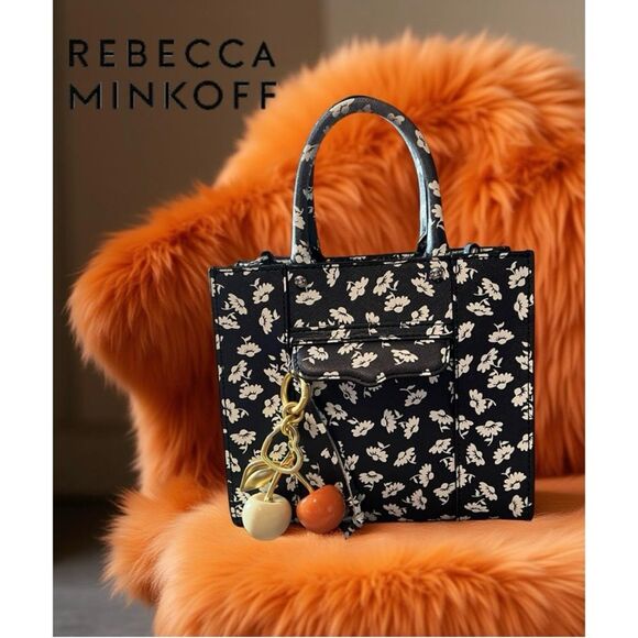 Rebecca Minkoff Mab Mini Cross-Body Bag in Black /White Foral / No Long Strap - Picture 1 of 7